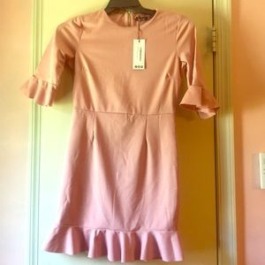 Rose Pink Frill Midi Dress